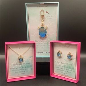 True To Form Turtle Jewelry Set NIB Necklace Earrings Handbag Charm